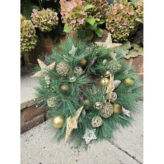 Luxury Long Needle Pine Christmas Wreath | Rustic Farmhouse Front Door Wreath | 60cm (24")