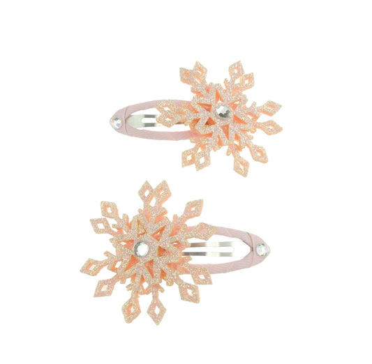 Ladies Girls Festive Glitter Sparkly Christmas Snowflake Snap Bendies Womens Girls Party Birthday Accessories Hairpin Hair Clip Grip Bobby Pin Clip Slide Snap Bendies Set of 2