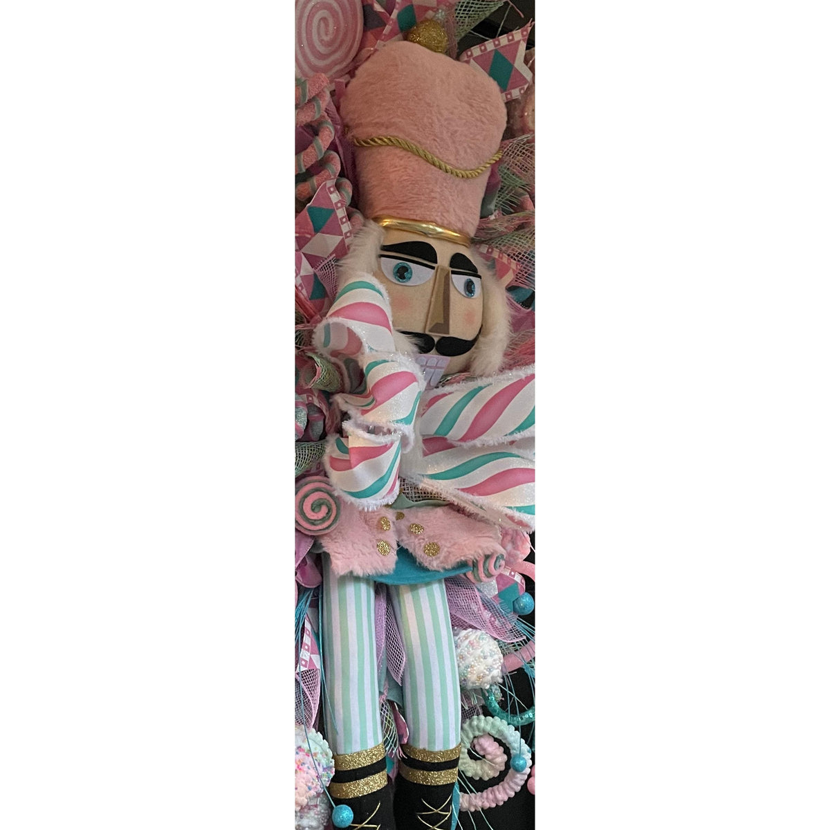 XXL Nutcracker Candy Christmas Wreath Front Door Sweets Pink Blue Xmas Swag