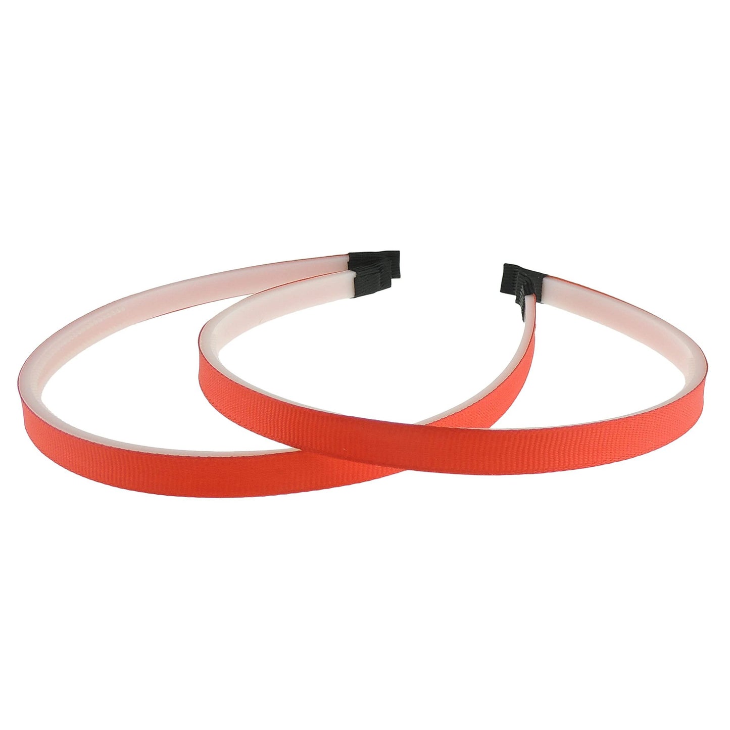 Ladies Girls Set of 2 Ribbed Satin Ribbon 10mm White Toothed Covered Headband Alice Band