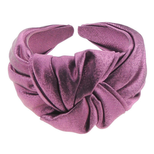 Womens Luxury Evening Fancy Knot Twist Twisted Turban Wide Thick Formal Boho Vintage Headband Alice Band Hair Hairband Wedding Bridesmaid Party Metallic Shimmer Chiffon (Gold)