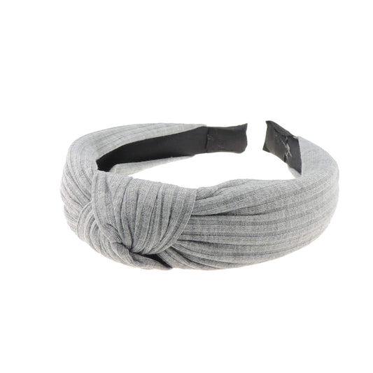 Glamour Girlz Ladies Girls Soft Ribbed Jersey Top Knot Headband Alice Band Grey