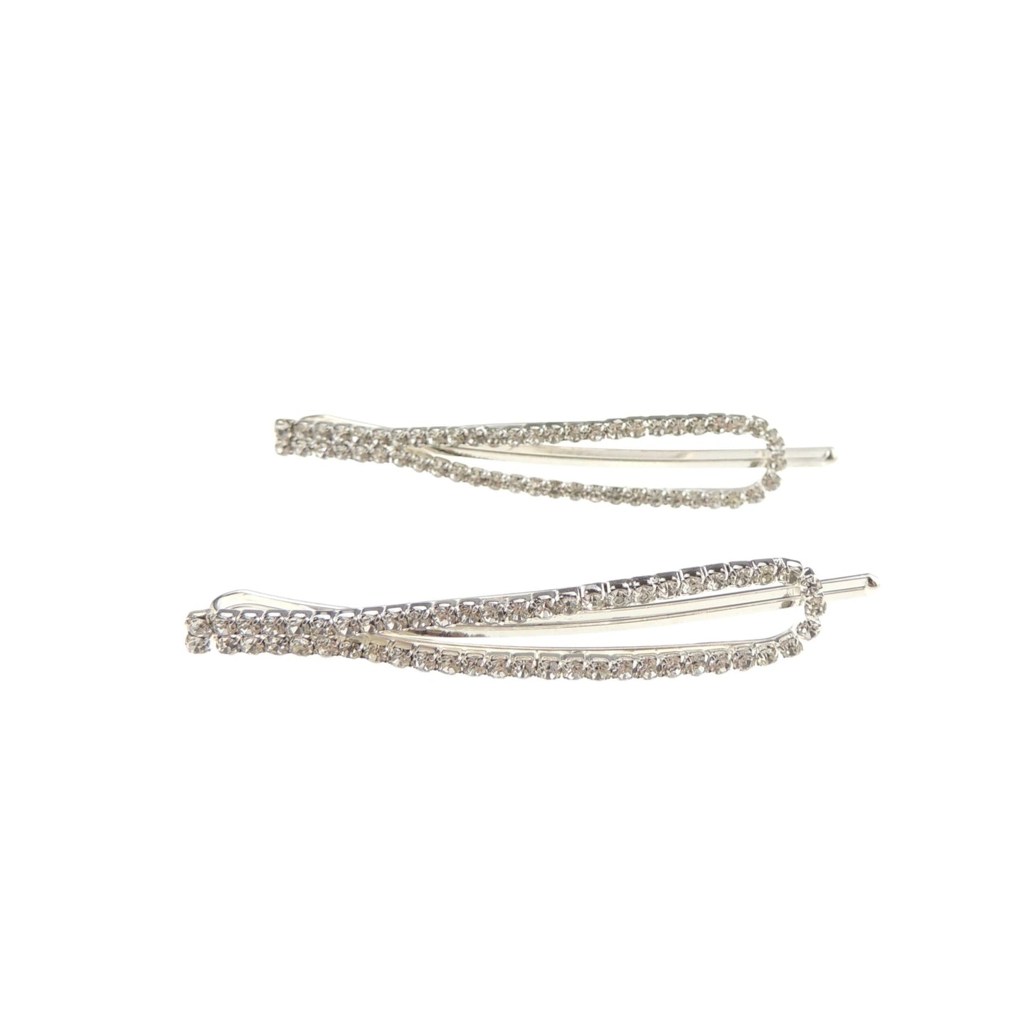 Ladies Pair of 2 Sparkly Crystal Oval Hair Grip Clip
