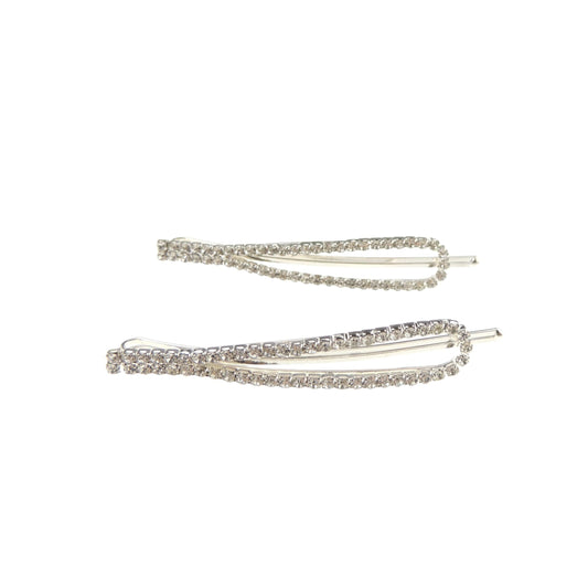 Ladies Pair of 2 Sparkly Crystal Oval Hair Grip Clip