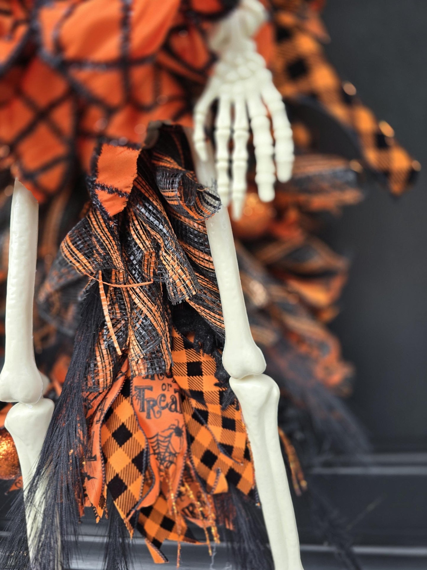 XXL Skeleton Halloween Teardrop Swag | Luxury Halloween Front Door Decor | 106cm (42")