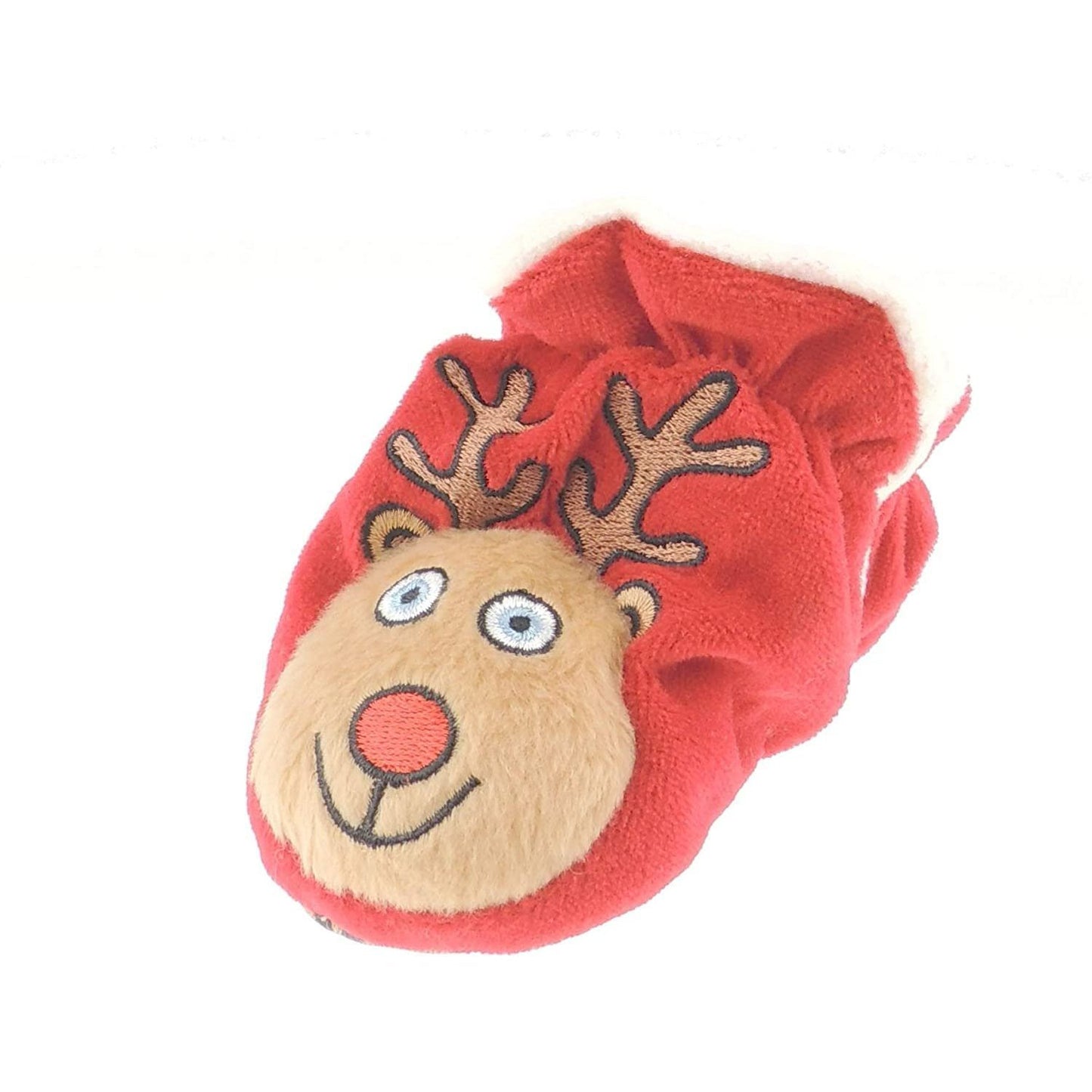 Glamour Girlz Baby Boys Unisex Girls Infant Newborn Babies Kids House Crib Pram Shoes Winter Fleece Warm Soft Sole Party Booties Slippers Festive 1st First Christmas Xmas Red Reindeer