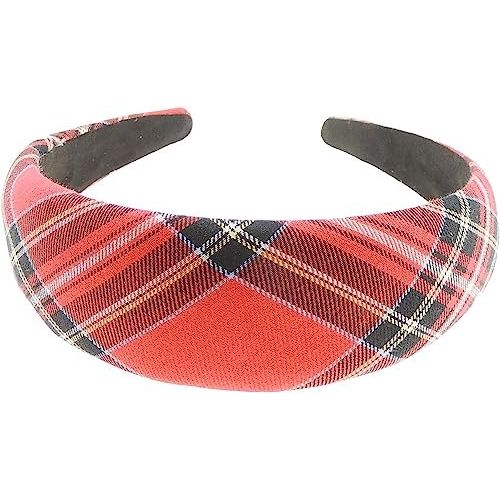 Tartan Plaid Check 4cm Wide Slightly Padded Fabric Formal Boho Vintage Headband Alice Band Women, Hair Accessories Hairband For Christmas Birthday Wedding Guest Bridesmaid Party