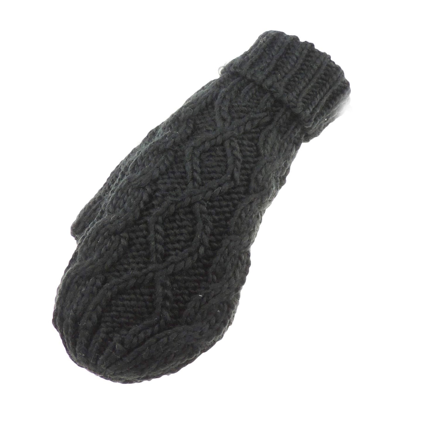 Ladies Womens Girls Chunky Thick Knit Crochet Cable Knit Thermal Fleece Lined Cold Weather Winter Ski Outdoor Accessories Hand Warmers Mittens Gloves Mitts, Christmas Birthday Gift (Cream)