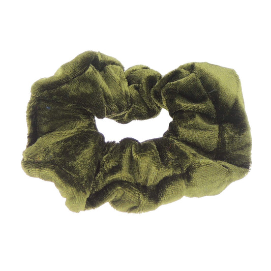 Womens Girls Plain Solid Velvet School Christmas Party Bag Ponio Rope Hair Tie Up Back School Hair Elastic Accessories Bobbles Ponytail Holder Rubber Bands (Olive Green)
