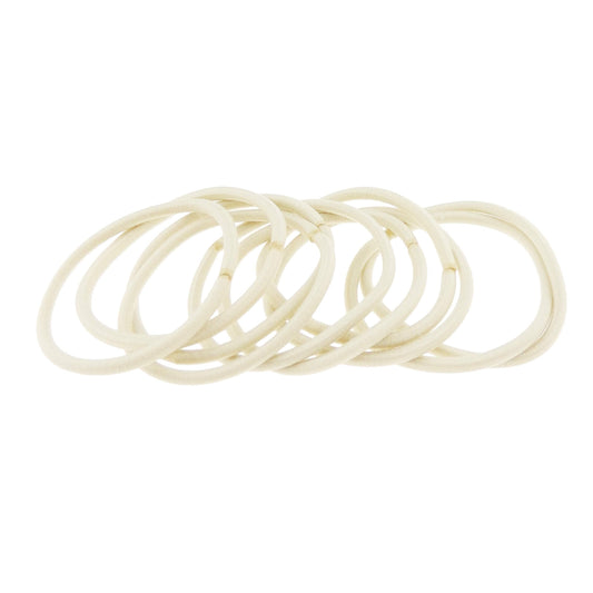 Set of 10 Womens Kids Girls Mens School Gym Work Endless Snagless Party Bag Ponio Rope Hair Tie Up Back Elastic Accessories Bobbles Ponytail Holder No Metal Rubber Bands Yellow Blonde Cream