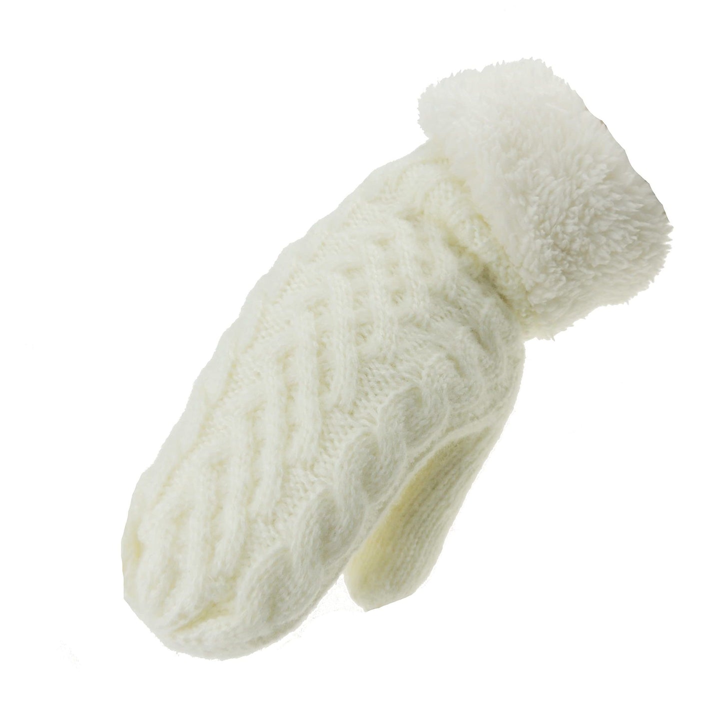 Womens Girls Luxury Cable Knitted Knit Thermal Fleece Lined Warm Winter Outdoor Hiking Cold Weather Skiing Snowboarding Christmas Birthday Gift Hand Warmers Gloves Mitts Mittens