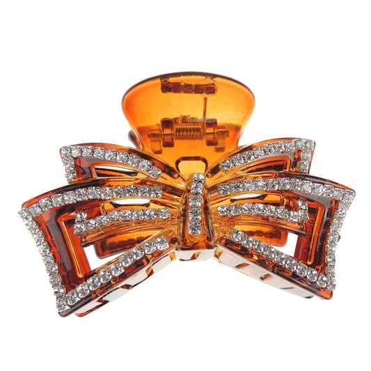 Extra Sparkly Diamante Crystal Evening Ladies 9cm Hair Claw Clamp Straight Bow
