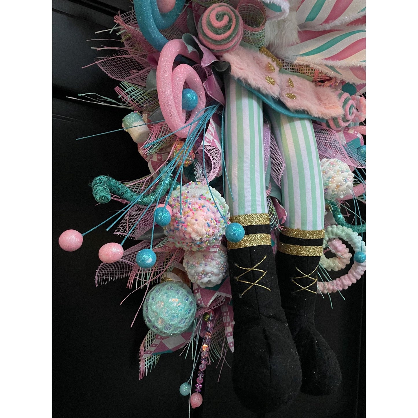 XXL Nutcracker Candy Christmas Wreath Front Door Sweets Pink Blue Xmas Swag