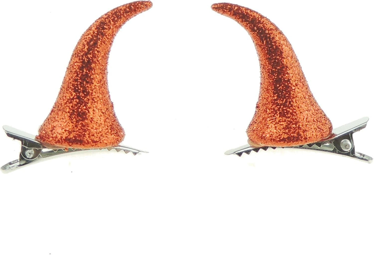 Sparkly Halloween Glitter Devil Horns Hair Clips, Set of 2