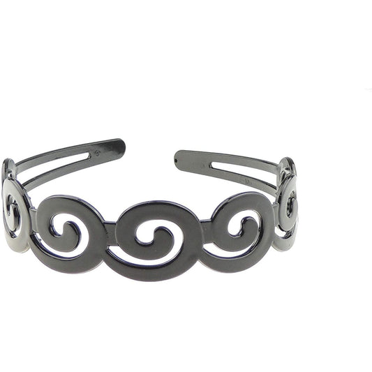 SMALL Head Ladies Girls Wide Stencil Cut Wide Headband Alice Band Swirly Waves (Black)