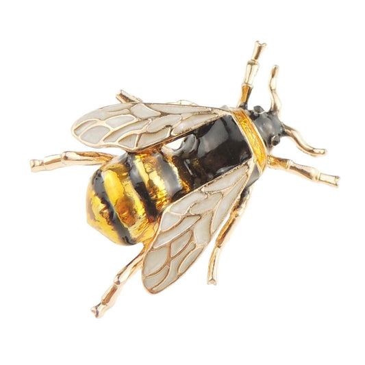 Men Women Vintage Look Bridal Wedding Dress Christmas Birthday Gift Saree Scarf Lapel Enamel Brooch Badge Breastpin Corsage Pin Insect Wasp Honey Bumble Bee