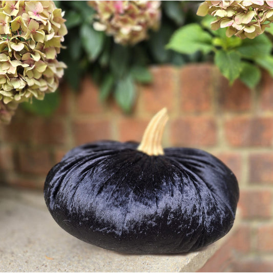 LARGE Black Crushed Velvet Pumpkin, Luxury Halloween Pumpkin, Black Pumpkin Decor, Handmade Fall Decor, Thanksgiving Centerpiece