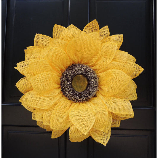 Large Sunflower Wreath | Yellow Summer Front Door Wreath | Farmhouse Floral Decor | 50cm (20")