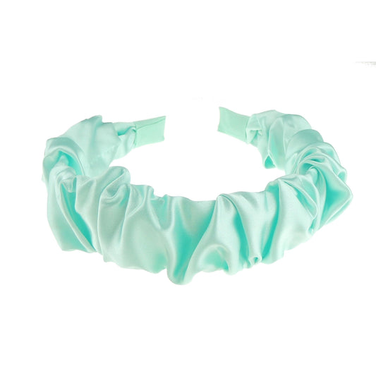 Girls Women Rouched Summer Evening Wedding Bridal Party Christmas Bridesmaid Birthday Satin Fabric Headband Alice Band Hair Accessories Headpiece