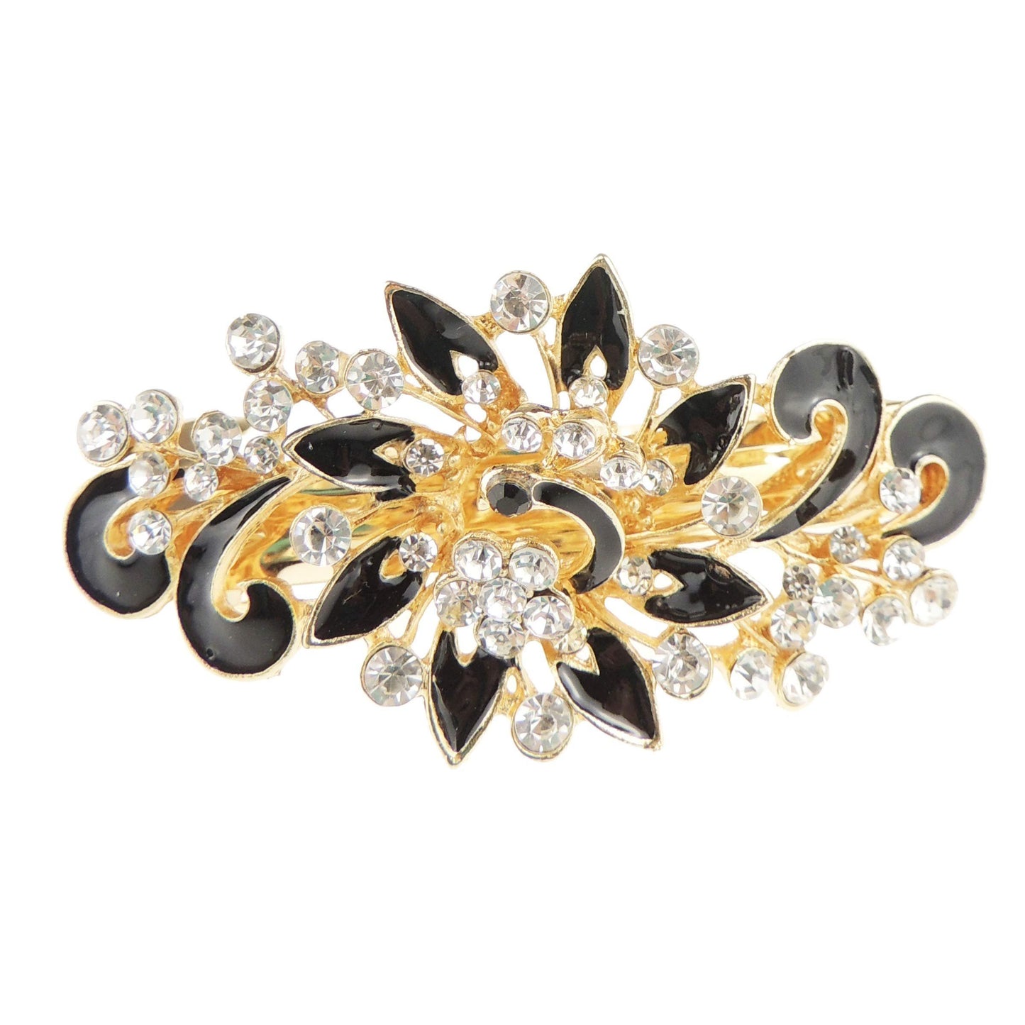 Womens Girls Crystal Rhinestone Diamante Wedding Birthday Party Evening Ponytail Fine Medium Hair Accessories Occasion Barrette Hairpin Grip French Spring Clip Enamel Peacock Waves