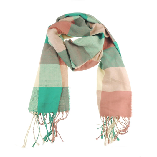 Soft Solid Plaid Tartan Warm Winter Knitted Knit Winter Ski Large Long Neck Fringed Tassel Narrow Scarf Shawl Pashmina Stole Wrap For Women Girls Men Kids Children (Big Square Lime)
