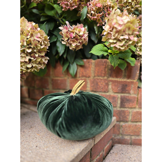 Dark Green Army Luxury Silk Velvet XXL Pumpkin Rustic Farmhouse Wedding Thanksgiving Gift Idea Home Centerpiece Table Decor Decoration