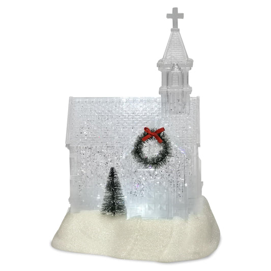 Large 23cm White Light Up LED Swirling Glitter Church Tabletop Decor Room Decoration