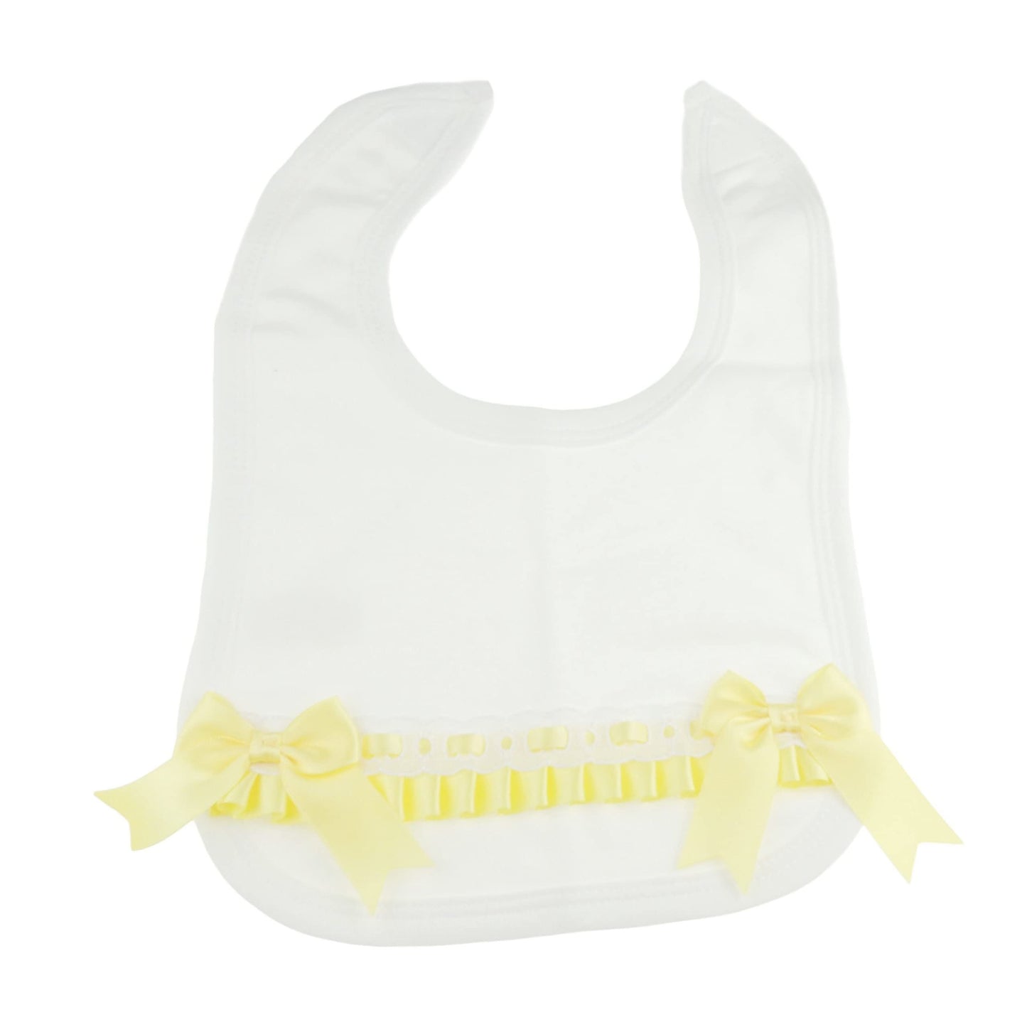 Cute Baby Girls Boys Babies Newborn 3 6 9 Months Essentials Infant Childrens Feeding Weaning Teething Bandana Burp Cloth Dribble Occasion Wedding Baptim Christening Fancy Bow Bib Cotton (Yellow)