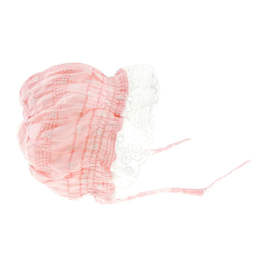 Glamour Girlz Baby Girls Heart Lace Flower Embroidered Summer Occasion Bonnet Newborn to 3 Months