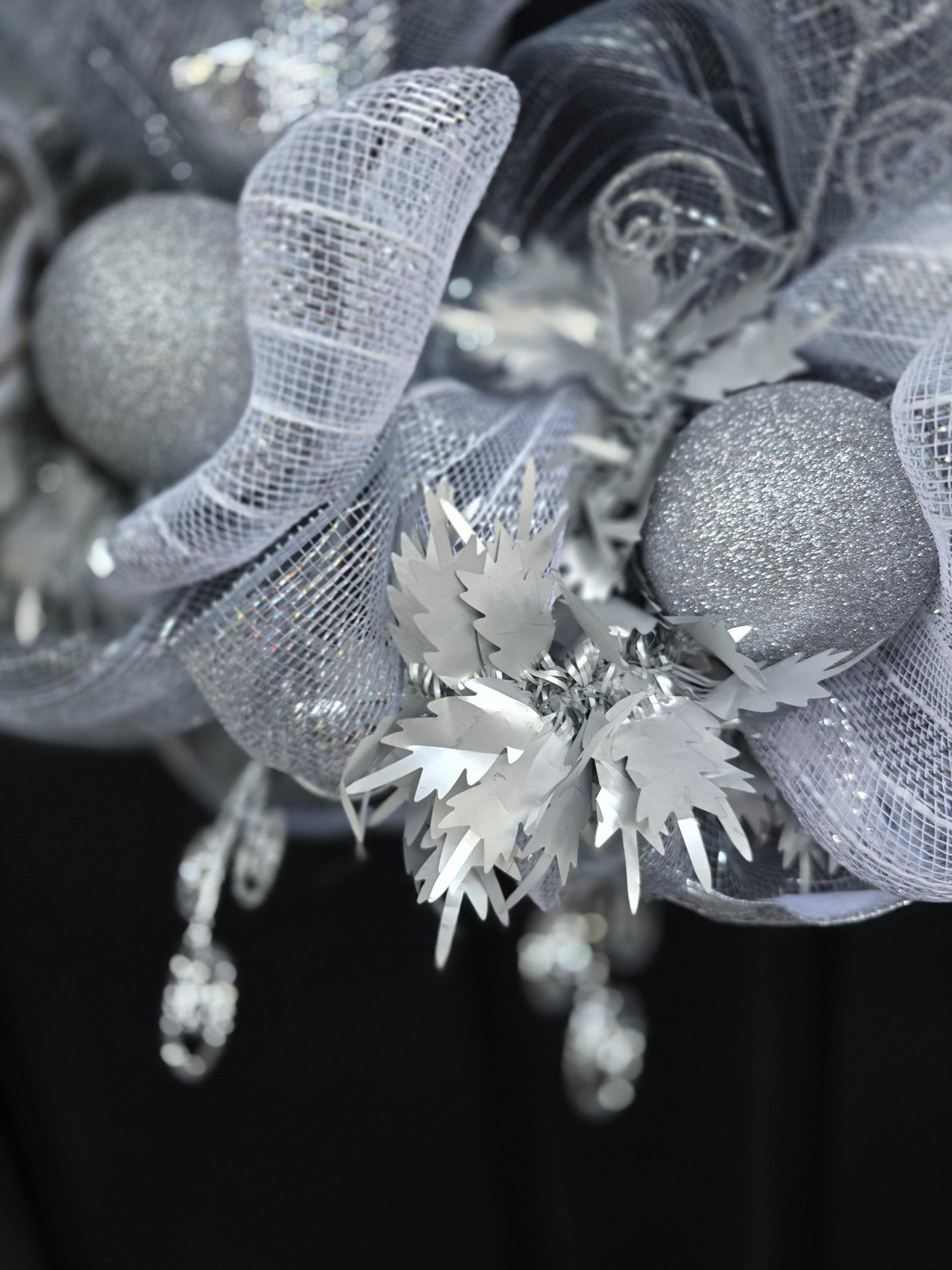 Luxury Silver Christmas Wreath | Glam Metallic Front Door Wreath | 50cm (20")