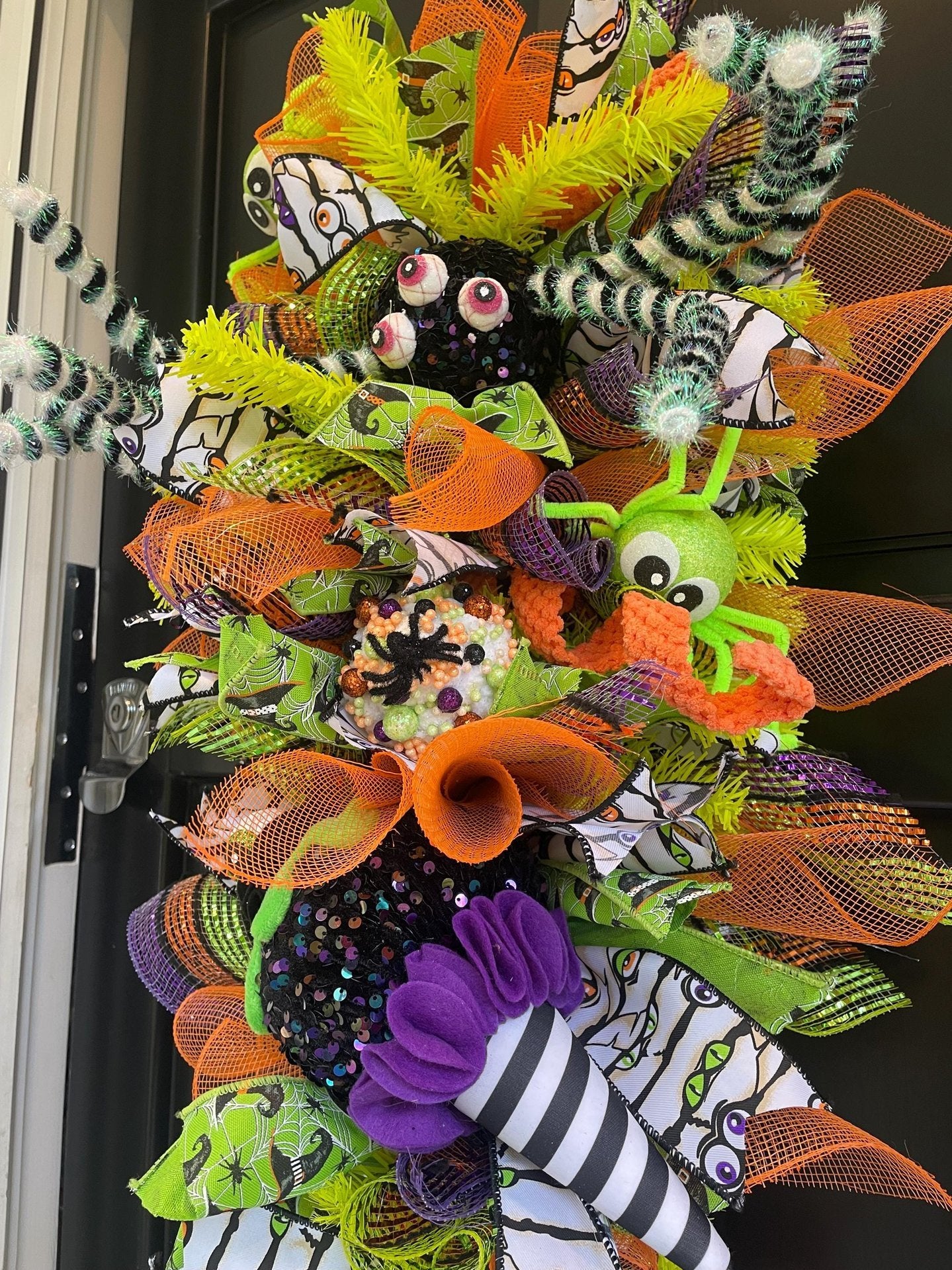 Luxury Halloween Teardrop Swag | Spider & Monster Long Door Wreath | 85cm (33.5")