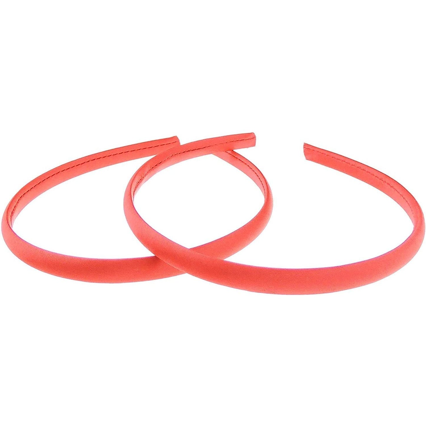 Pair of 2 Slim Thin 1cm Satin Covered Girls Party Satin Plain DIY Alice Headband Hairband Head Hair Band Kids School Uniform (Violet)