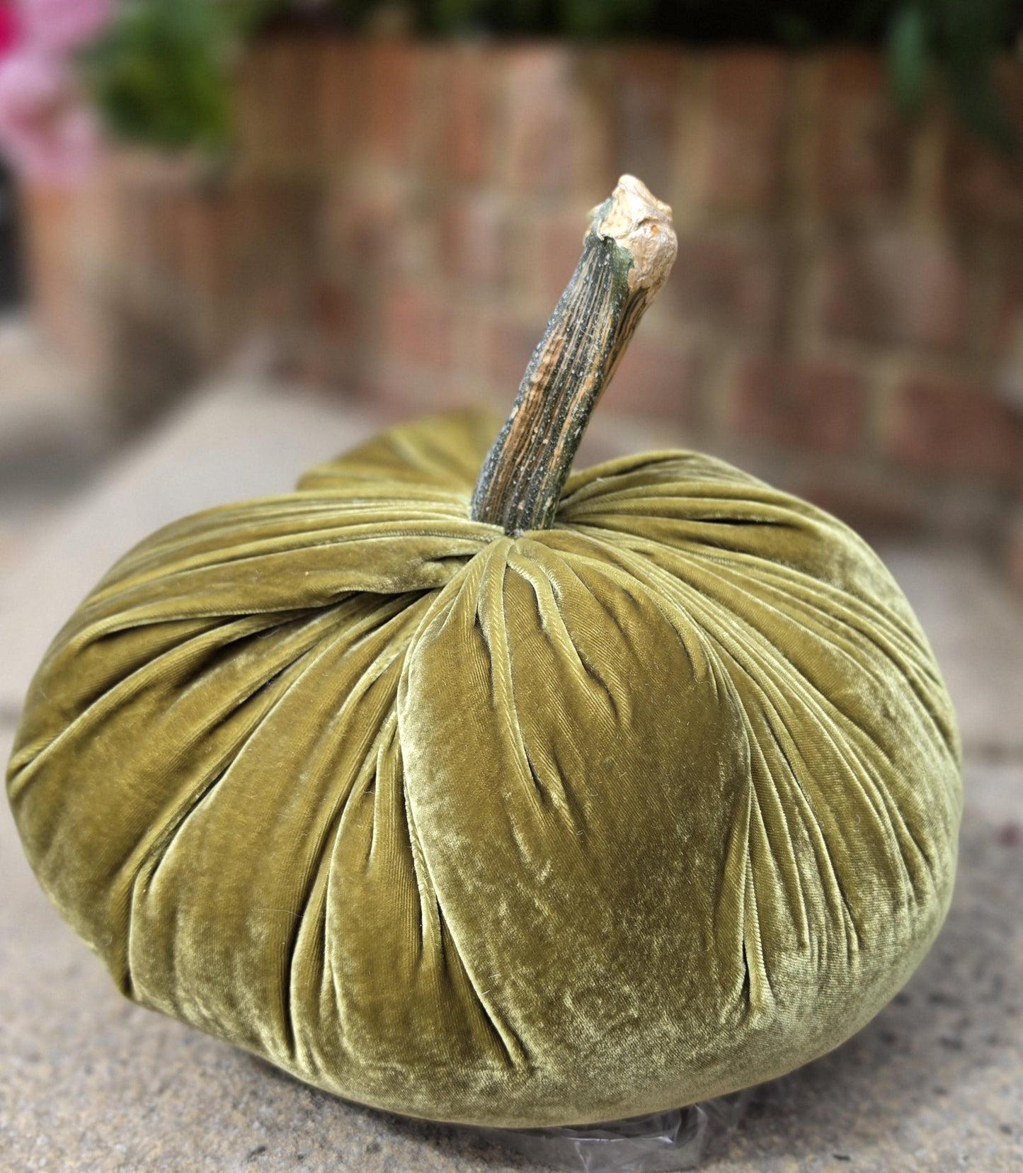Olive Green LARGE Silk Velvet Pumpkins Rustic Farmhouse Wedding Thanksgiving Gift Idea Home Shelf Modern Handmade Decor Decoration