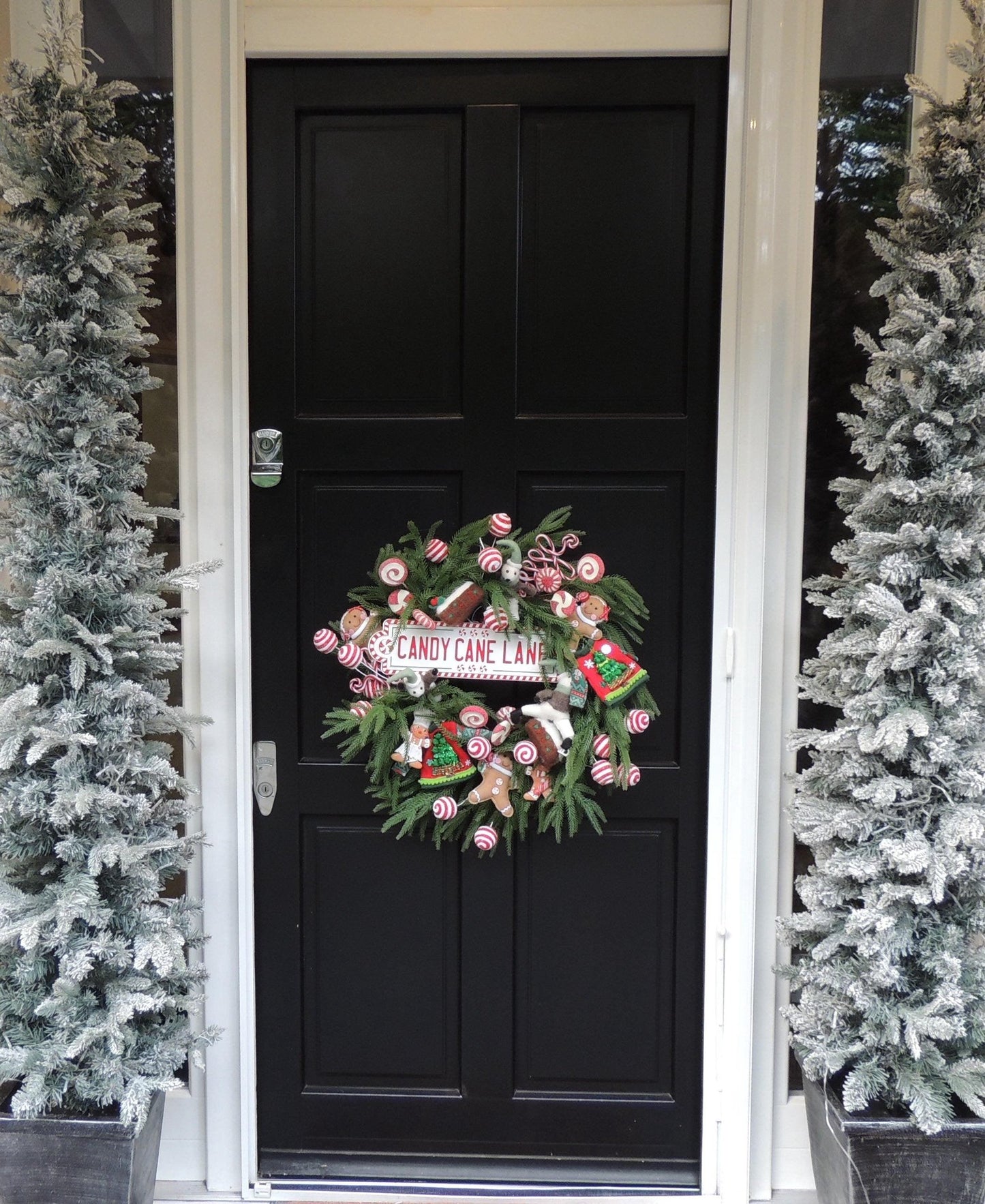 Luxury North Pole Christmas Wreath | Traditional Candy Cane Front Door Wreath | Red & Green Holiday Decor