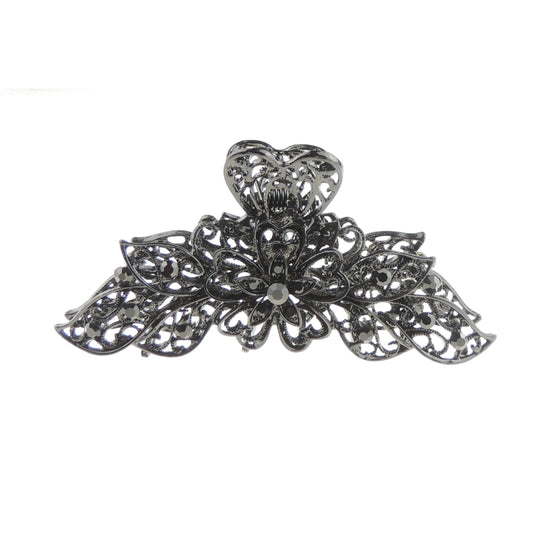 Small Womens Crystal Rhinestone Diamante Bridal Wedding Guest Party Bridesmaid Birthday Hair Accessories Bulldog Crab Octopus Spider Jaw Styling Metal Hair Claw Clamp Clip Flower BLACK