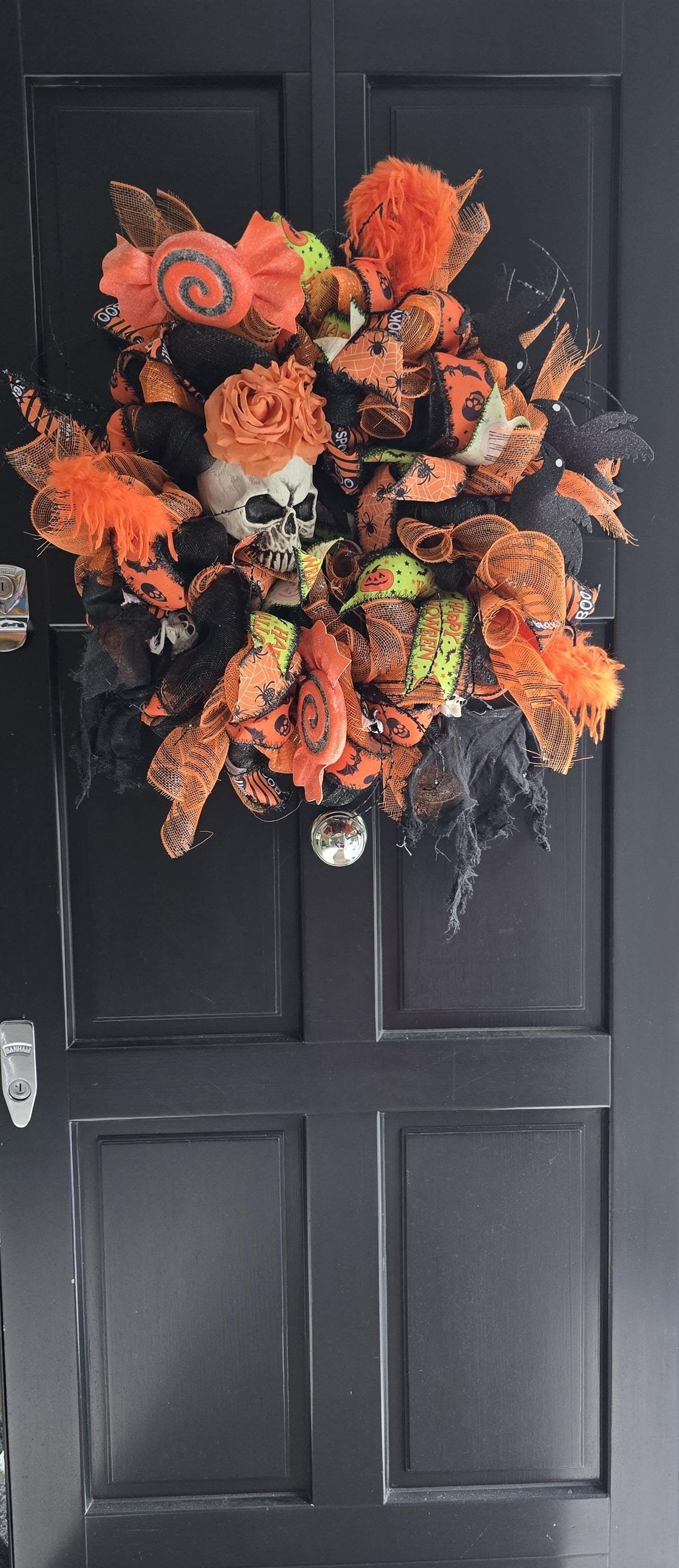 XL Gothic Skull Halloween Wreath | Luxury Halloween Front Door Decor | 65cm (26")