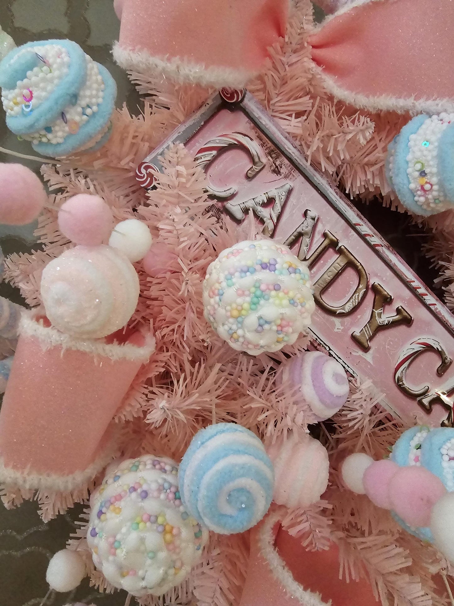 Luxury Pink Candy Shop Christmas Wreath | Pastel Sweet Shop Front Door Wreath | 60cm (24")