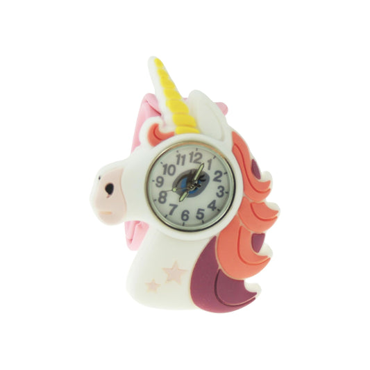 Glamour Girlz Kids Childrens Boys Girls Pink White Unicorn Head Watch Wrap Around Strap Present Gift Age 3, 4, 5, 6, 7, 8, 9, 10+ Years Old Birthday Christmas Birthday Tell Time Educational Idea