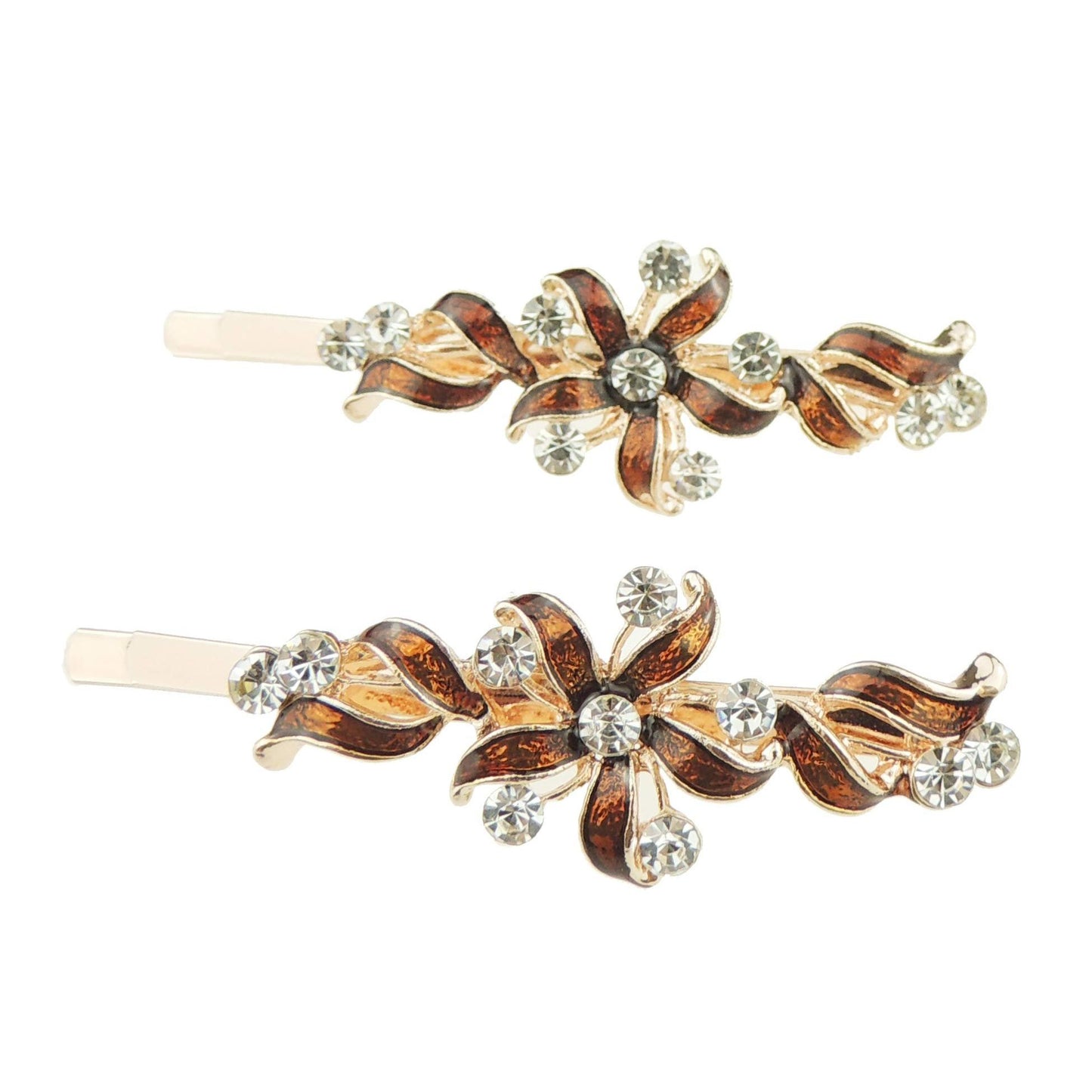 Womens Girls Sparkly Bow Rhinestone Jeweled Crystal Diamante Party Birthday Christmas Bridal Wedding Accessories Slides Hairpin Hair Clips Grips Bobby Pins Set of 2 Swirly Enamel Pinwheel Flower