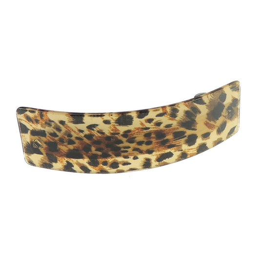 Womens Girls Wedding Birthday Party Evening School Ponytail Fine Medium Thick Hair Accessories Animal Print Leopard Brown Beige Rectangular Barrette Hairpin Grip French Spring Clip
