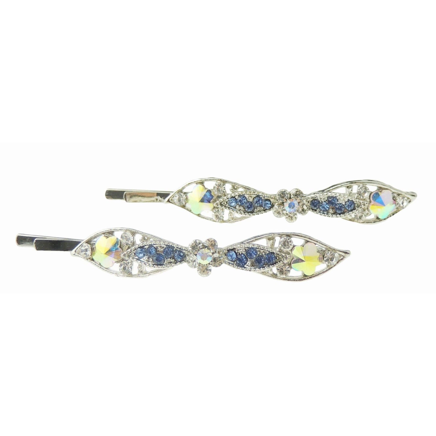 Womens Girls Sparkly Bow Rhinestone Jeweled Crystal Diamante Party Birthday Christmas Bridal Wedding Accessories Slides Hairpin Hair Clips Grips Bobby Pins