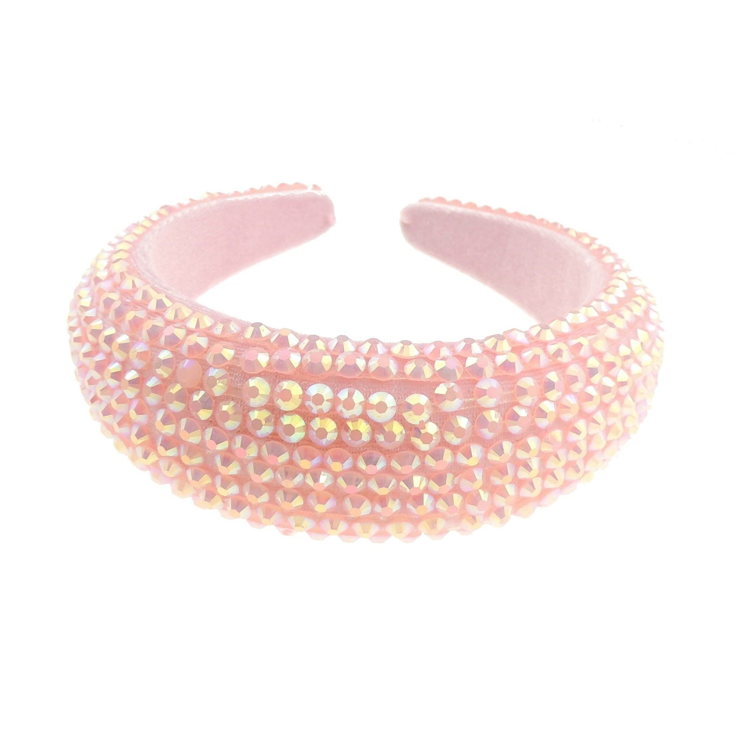 Ladies Wide Bump Padded Crystal Studded Evening Bridal Party Formal Headband (Silver)
