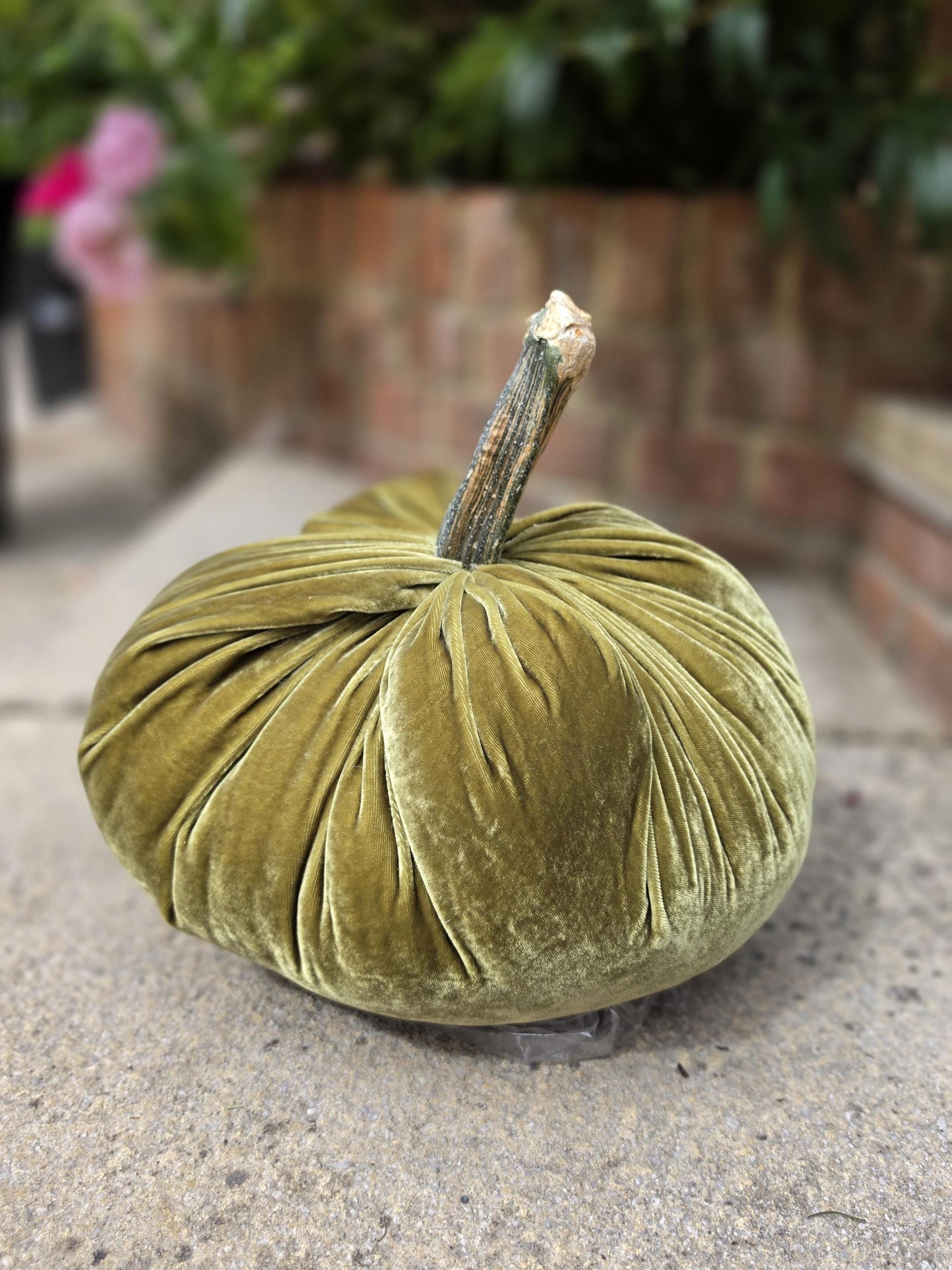 Olive Green LARGE Silk Velvet Pumpkins Rustic Farmhouse Wedding Thanksgiving Gift Idea Home Shelf Modern Handmade Decor Decoration