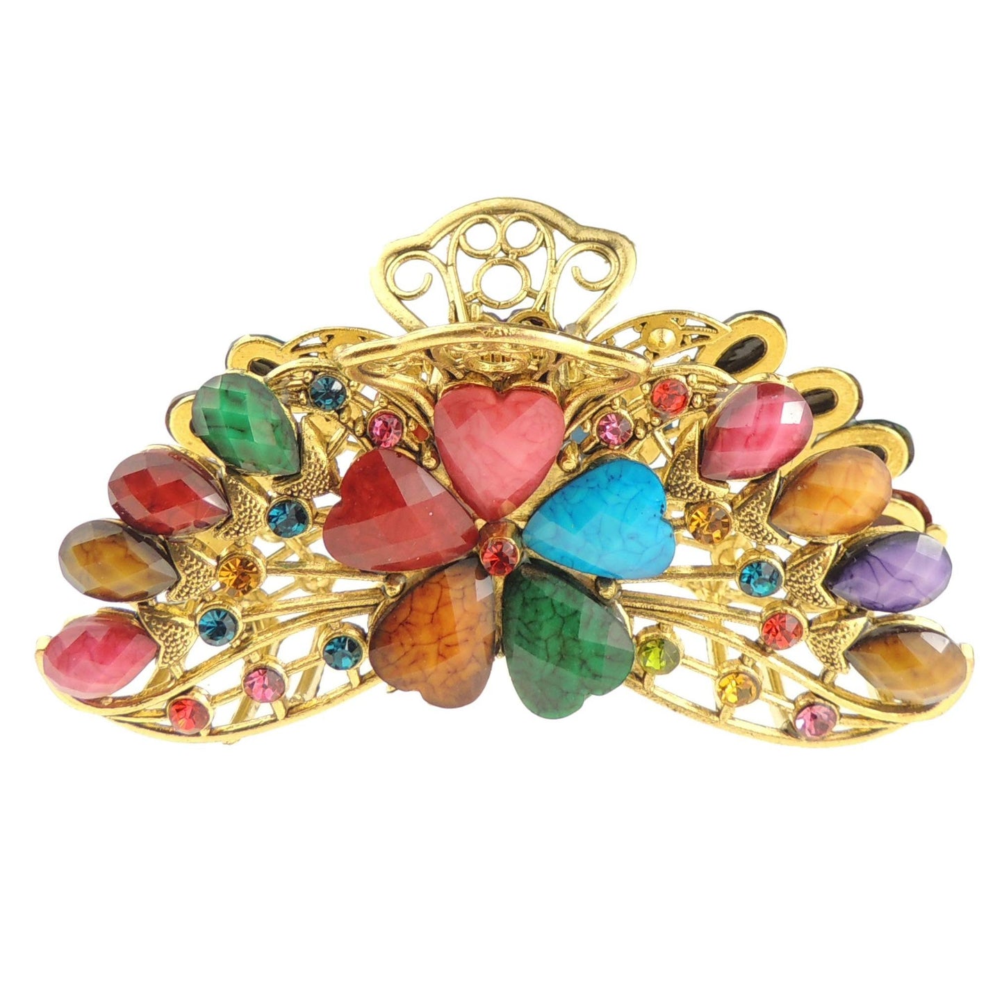 Ladies Vintage Gold Tone Chunky Metal 9cm Hair Claw Daisy Flower