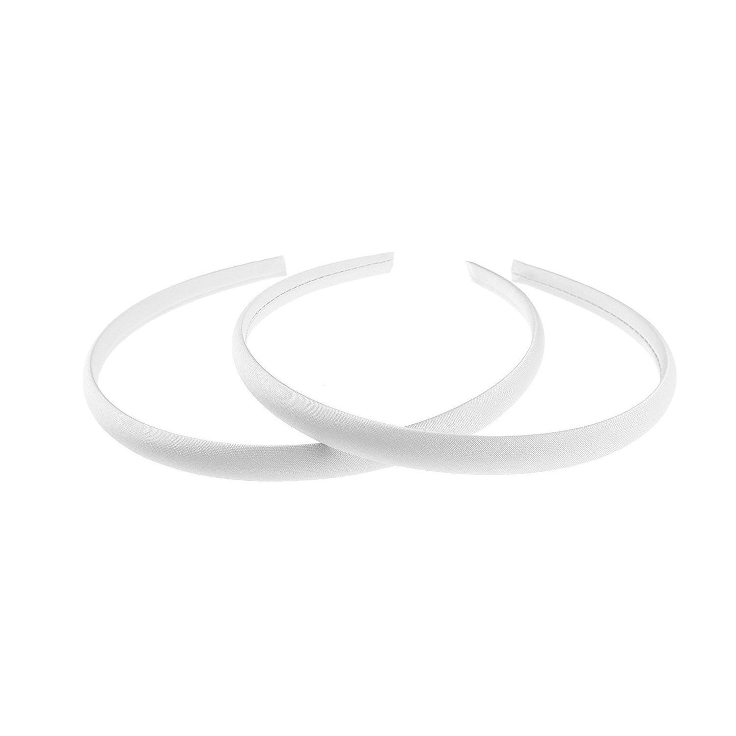 Pair of 2 Slim Thin 1cm Satin Covered Girls Party Satin Plain DIY Alice Headband Hairband Head Hair Band Kids School Uniform (Violet)