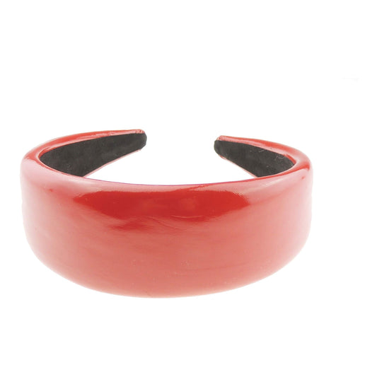 Women Patent Leather Look Formal Plaid Thick Wide 4cm Fabric Headband Alice Band Hair Accessory Hairband Christmas Birthday Wedding Guest Bridesmaid Prom Dance Holiday Pageant Prom (Red)