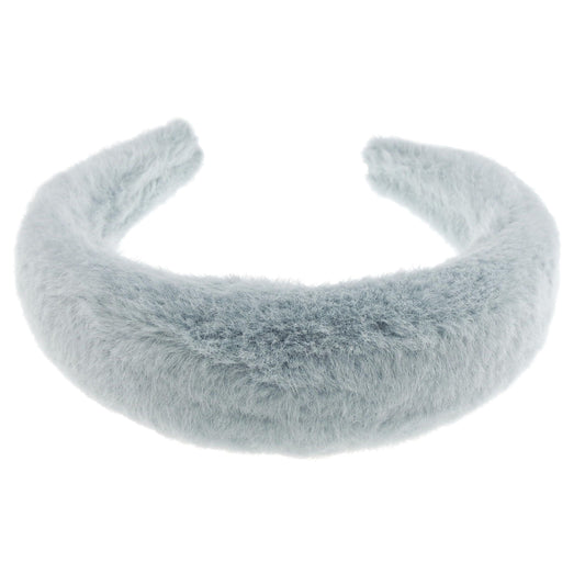 Womens Faux Fur Puffy Occasion Wedding Bridal Party Birthday Christmas Evening Wide 4cm Thick High Bump Padded Hair Hairband Accessories Headband Alice Band