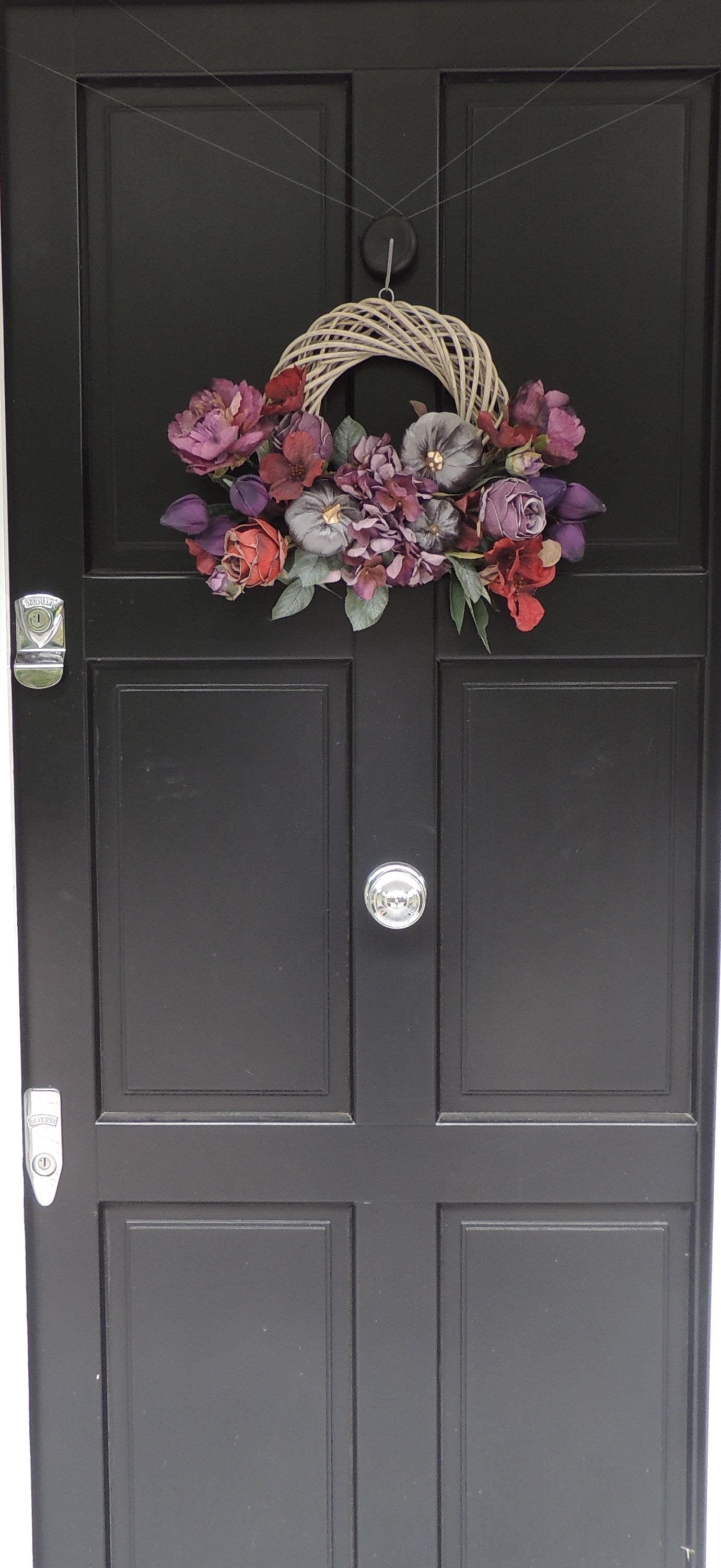 Large Mauve Fall Wreath, Autumn Pumpkin Door Decor, Thanksgiving Peony Floral, Front Porch Harvest Wreath, Farmhouse Entryway Decoration
