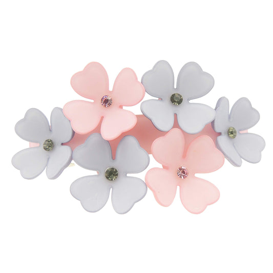 Ladies Evening Crystal Diamante Hair Barrette 3D Flowers