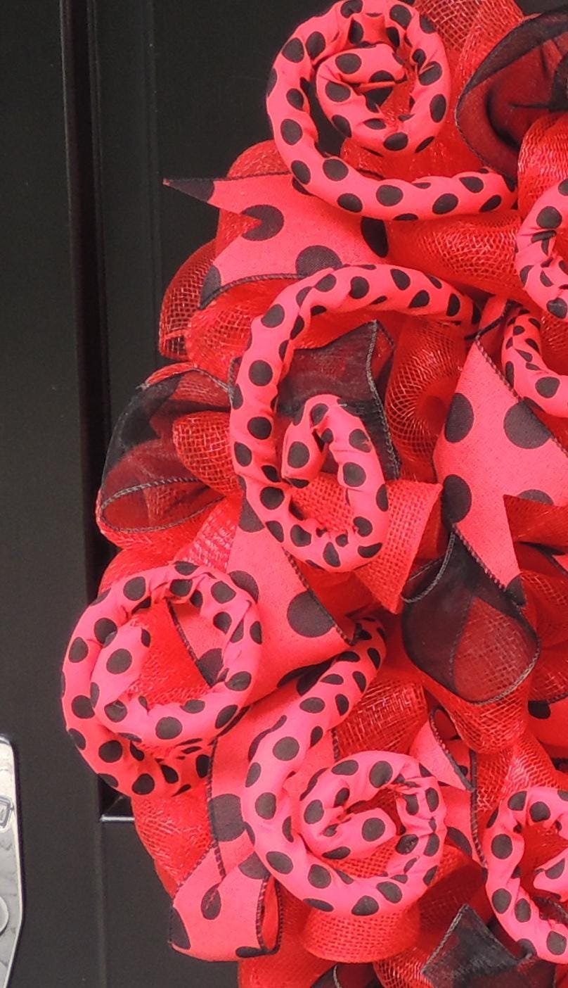 Luxury Ladybug Wreath | Red & Black Summer Front Door Wreath | Garden Decor | 60cm (24")